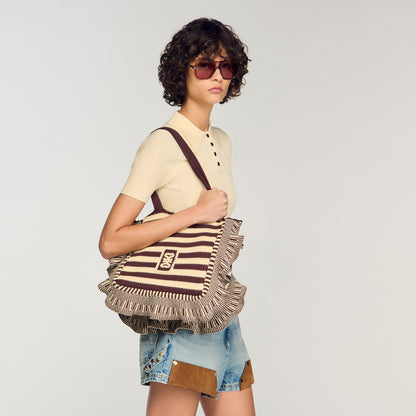 Maelys Striped Crochet Bag Ecru / Brown