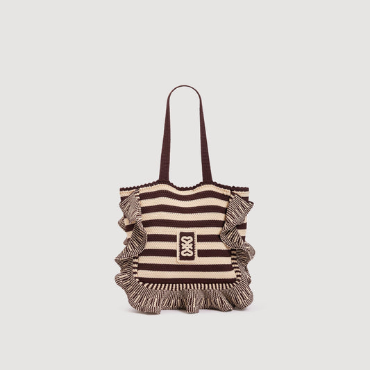 Maelys Striped Crochet Bag Ecru / Brown