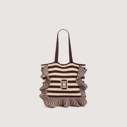 Maelys Striped Crochet Bag Ecru / Brown