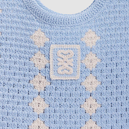 Ollie Two-Tone Crochet Bag Sky Blue