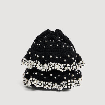 Chlo Beaded Knit Bag Black