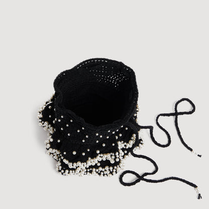 Chlo Beaded Knit Bag Black