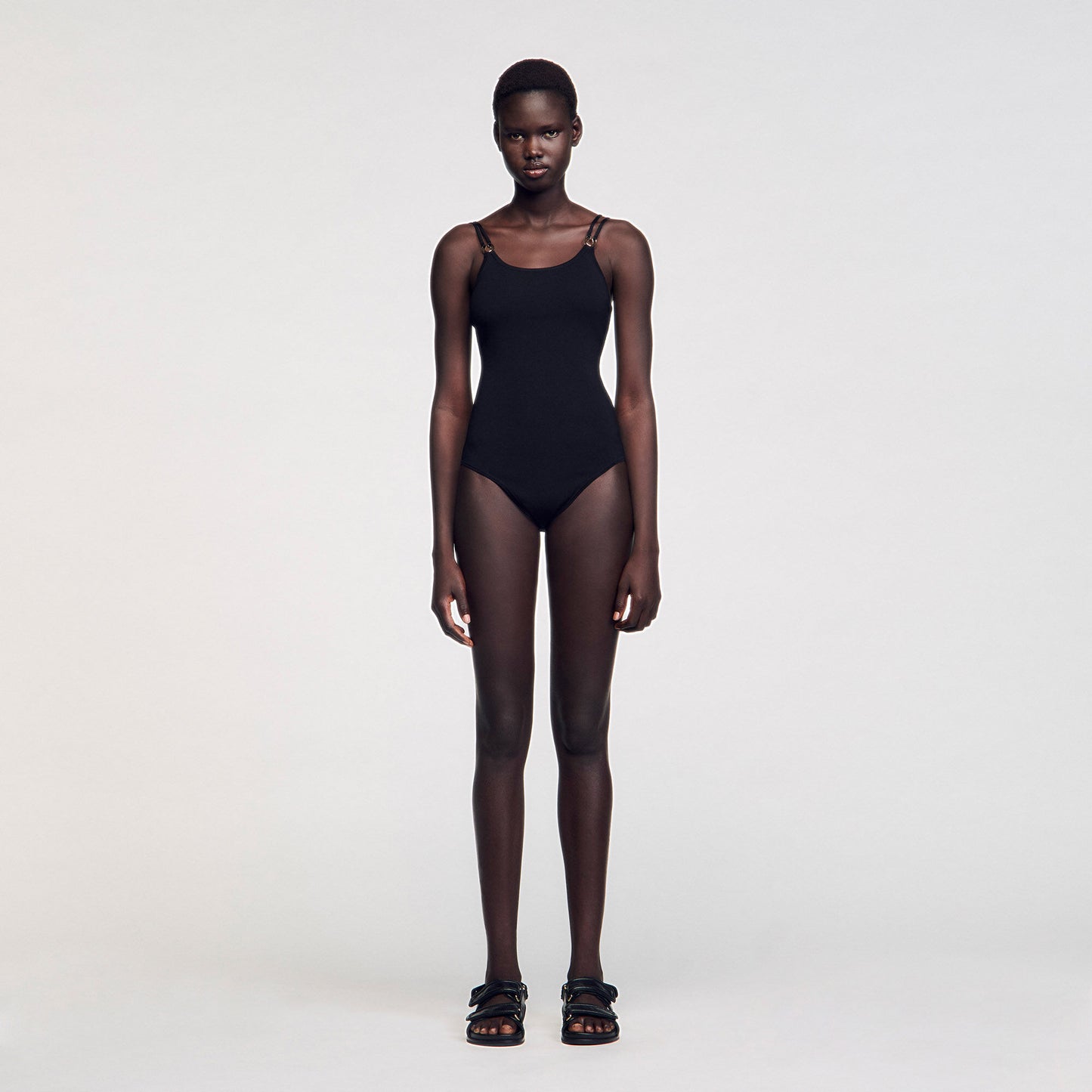 Destiny Jewellery Detail Knit Leotard Black
