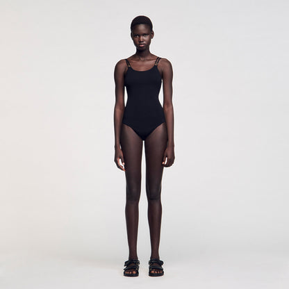 Destiny Jewellery Detail Knit Leotard Black
