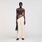 Angele Asymmetric Leotard With Bead Detail Brown