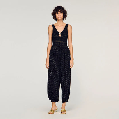 Lily Jewellery Detail Knit Leotard Black