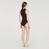 Salvador Ribbed Knit Polo Bodysuit Brown
