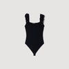 Venise Knit bodysuit with beaded flowers Black