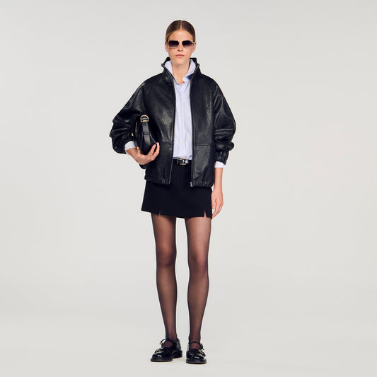 Jordan Oversized Leather Jacket Black