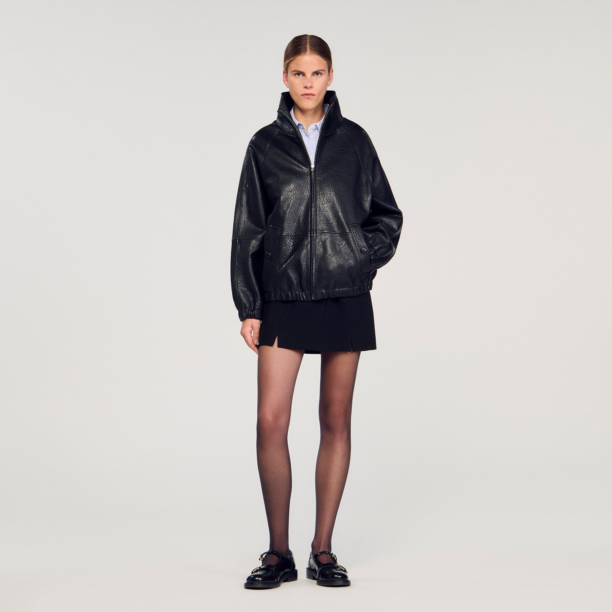 Jordan Oversized Leather Jacket Black