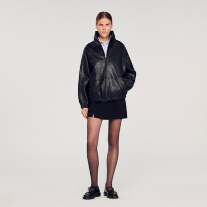 Jordan Oversized Leather Jacket Black