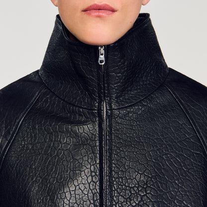 Jordan Oversized Leather Jacket Black
