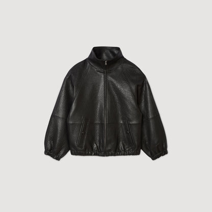 Jordan Oversized Leather Jacket Black