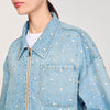 Blue Jean Beaded And Rhinestone Denim Jacket