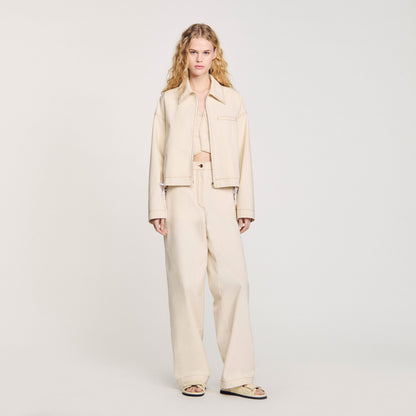 Sand Denim Lace-Up Jacket