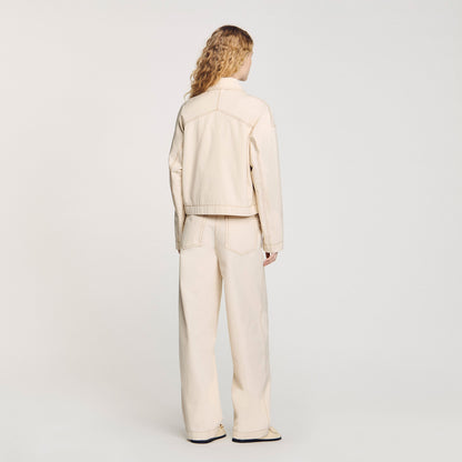 Sand Denim Lace-Up Jacket