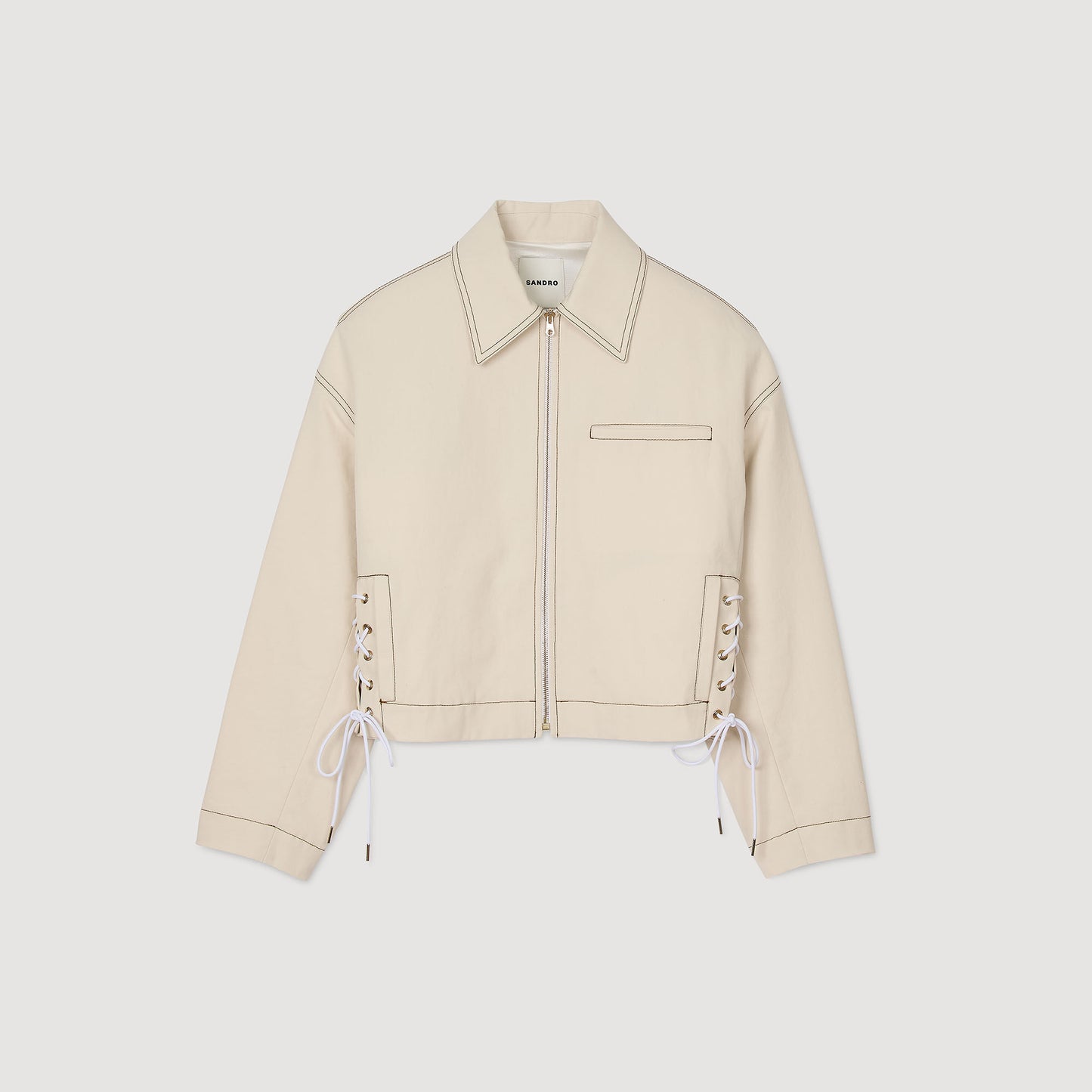 Sand Denim Lace-Up Jacket