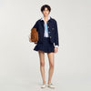 Cropped Jacket With Officer Buttons Navy Blue