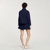Cropped Jacket With Officer Buttons Navy Blue