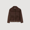 Jodie Studded Suede Leather Jacket Brown
