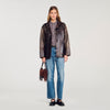 Joe Oversized Leather Jacket With Studs Brown
