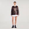 Jerem Long distressed leather jacket Black Brown