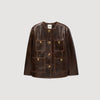 Jerem Long distressed leather jacket Black Brown