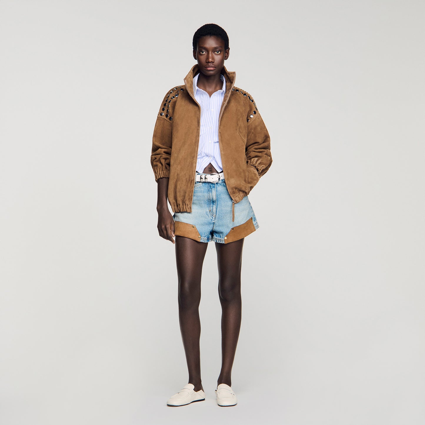 Jordan Studded Suede Jacket Camel