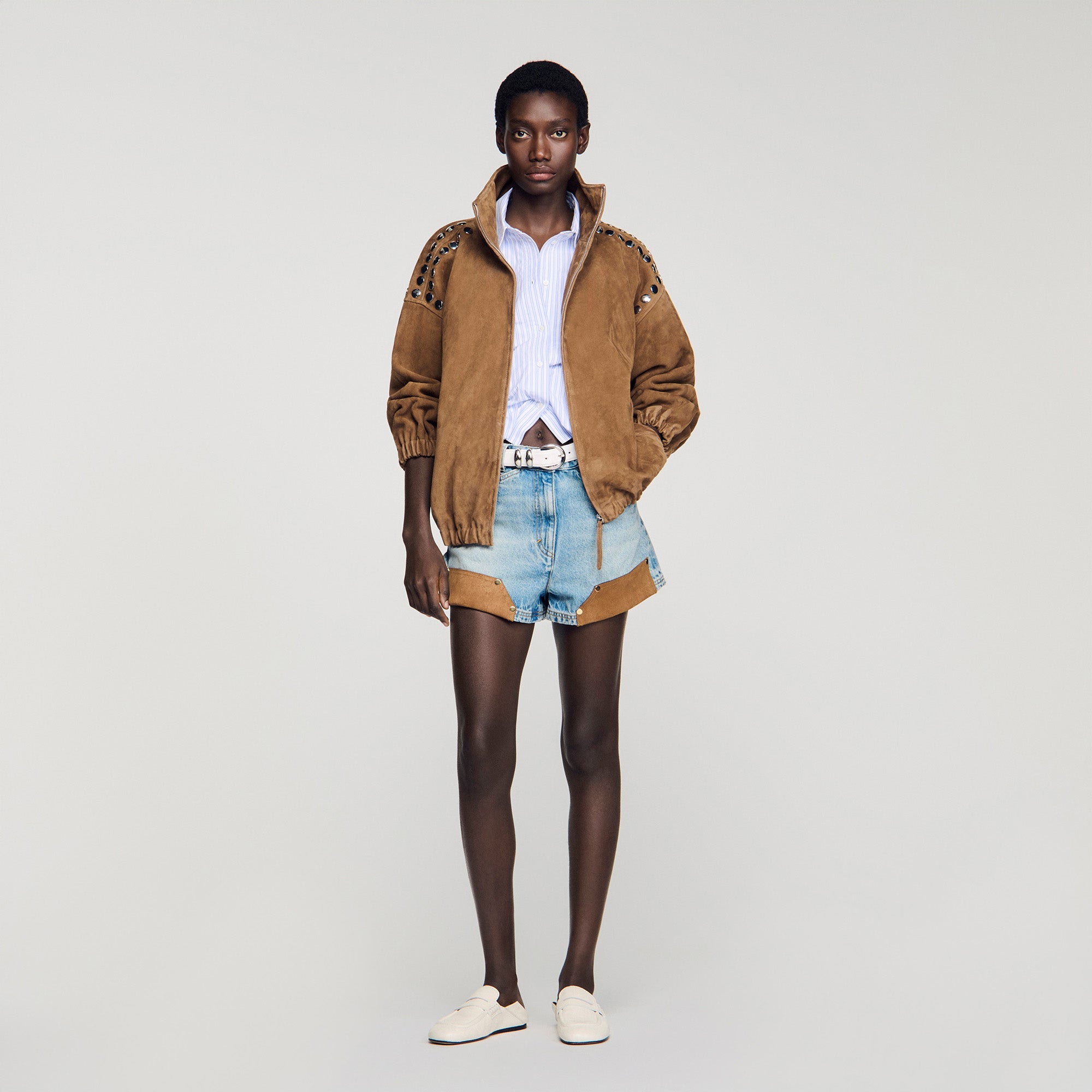 Jordan Studded Suede Jacket Camel