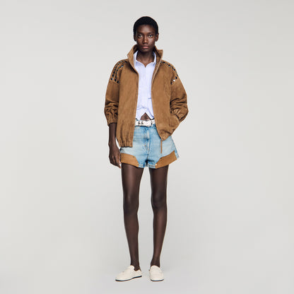 Jordan Studded Suede Jacket Camel
