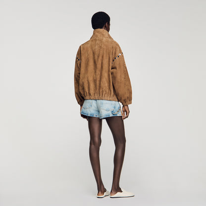 Jordan Studded Suede Jacket Camel