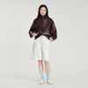 Jordan Oversized Zip-Up Leather Jacket Brown