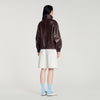 Jordan Oversized Zip-Up Leather Jacket Brown