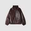 Jordan Oversized Zip-Up Leather Jacket Brown