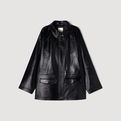 Ashley Smooth Leather Jacket Black