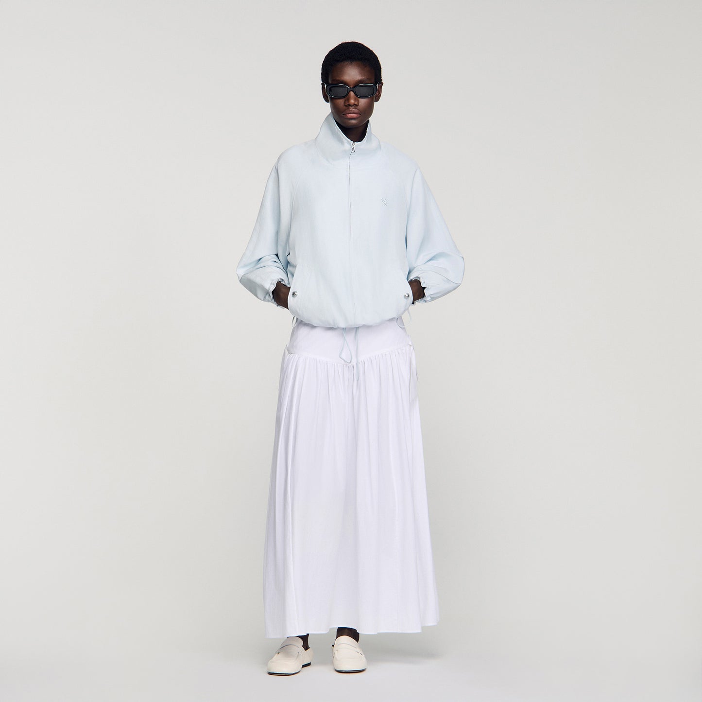 Jayn Embroidered Collar Oversized Jacket Sky Blue