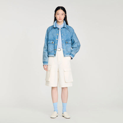 Ember Rib-Trimmed Denim Jacket Blue Jean