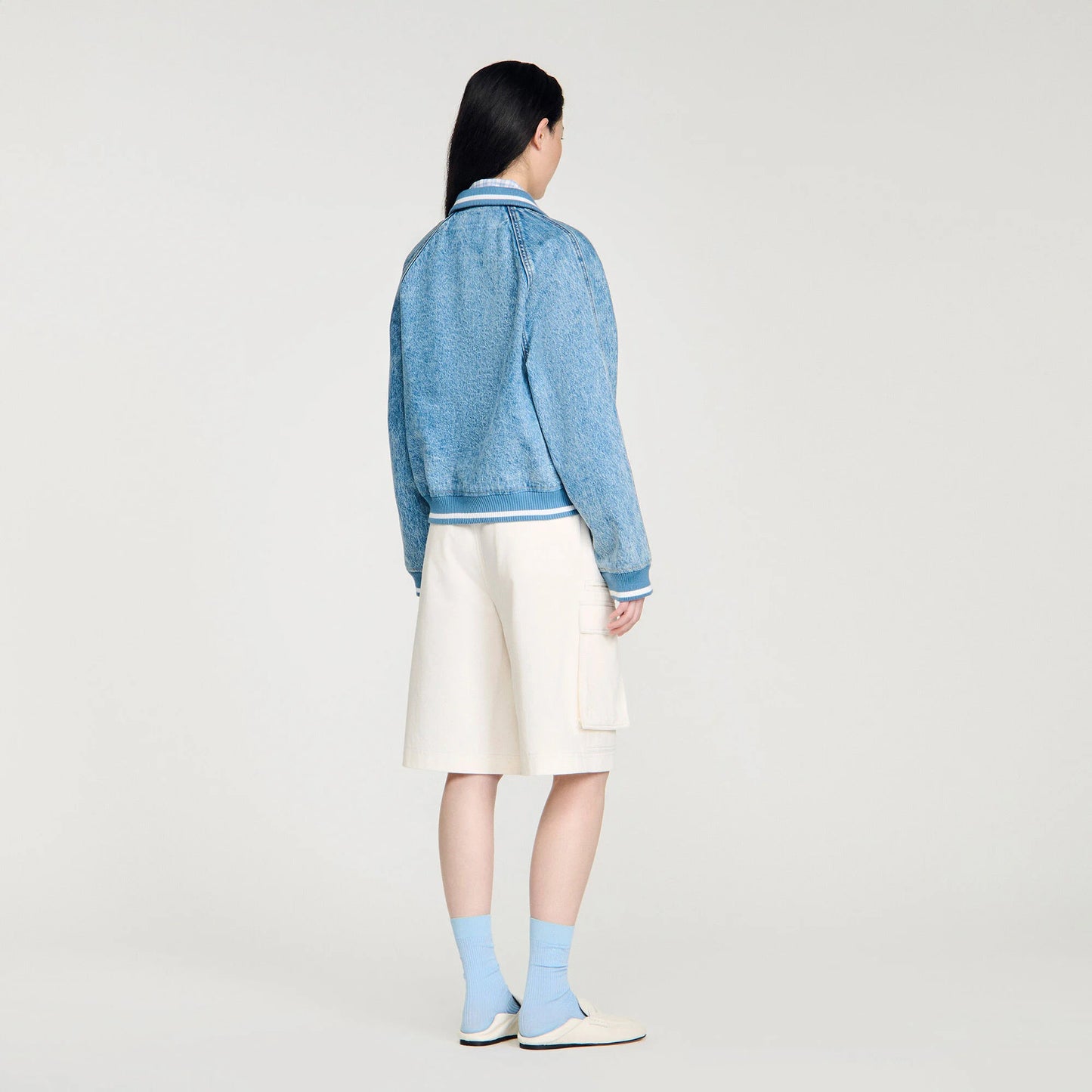 Ember Rib-Trimmed Denim Jacket Blue Jean