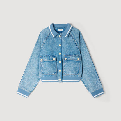 Ember Rib-Trimmed Denim Jacket Blue Jean