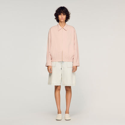 Guimauve Wide Cotton Linen Zip Jacket Pink
