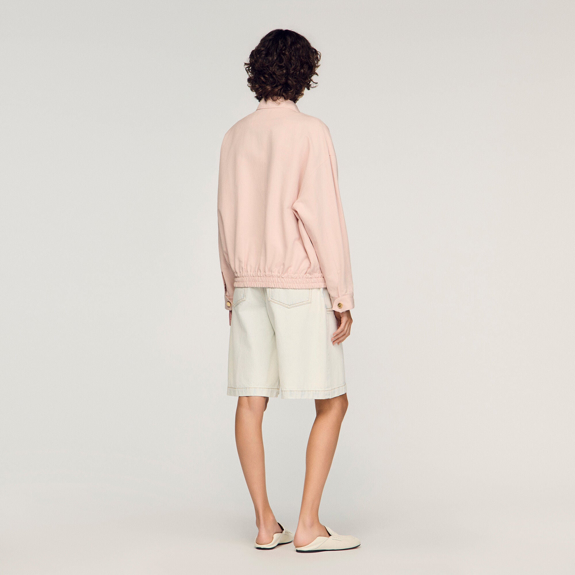 Guimauve Wide Cotton Linen Zip Jacket Pink