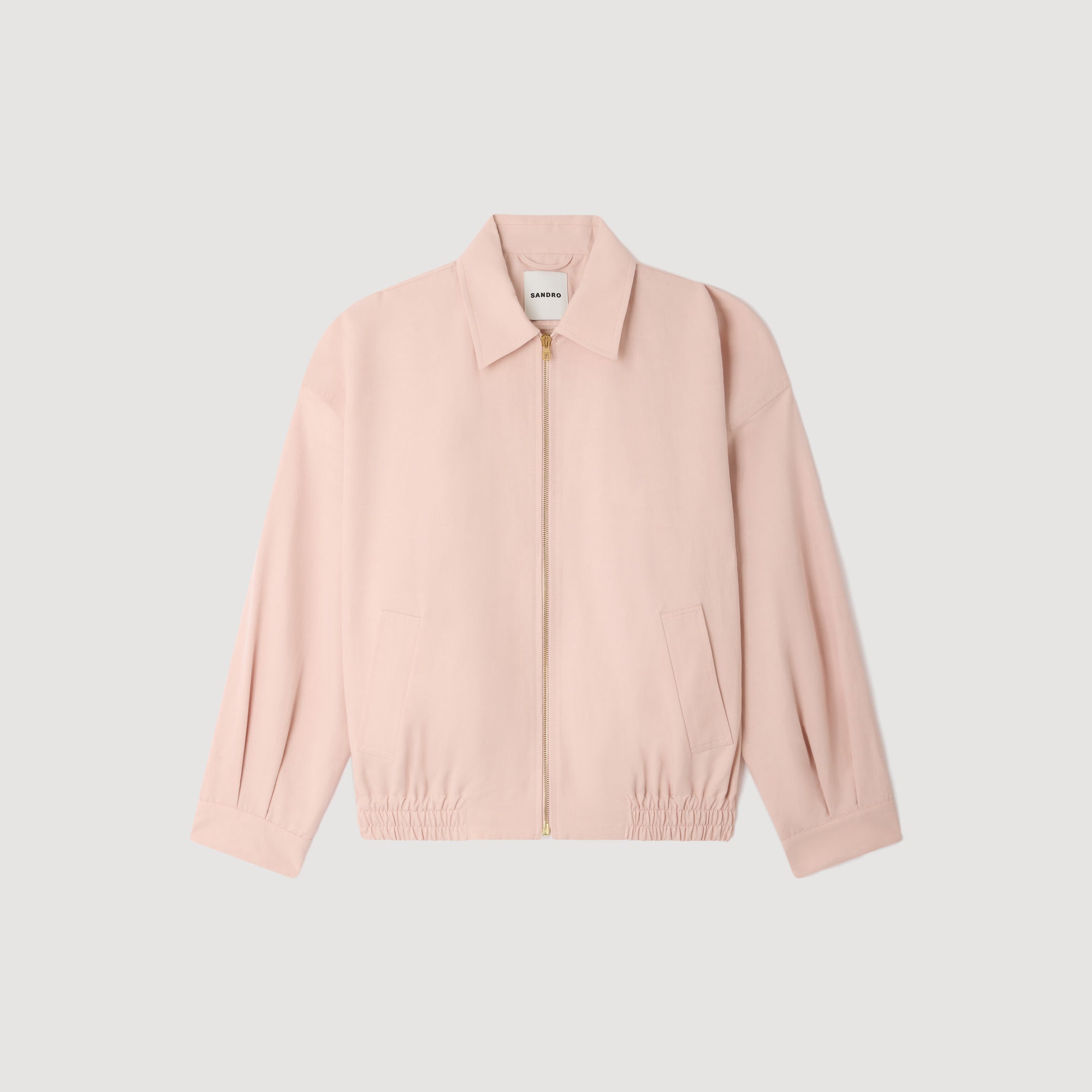 Wide Cotton Linen Zip Jacket Pink