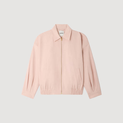 Wide Cotton Linen Zip Jacket Pink