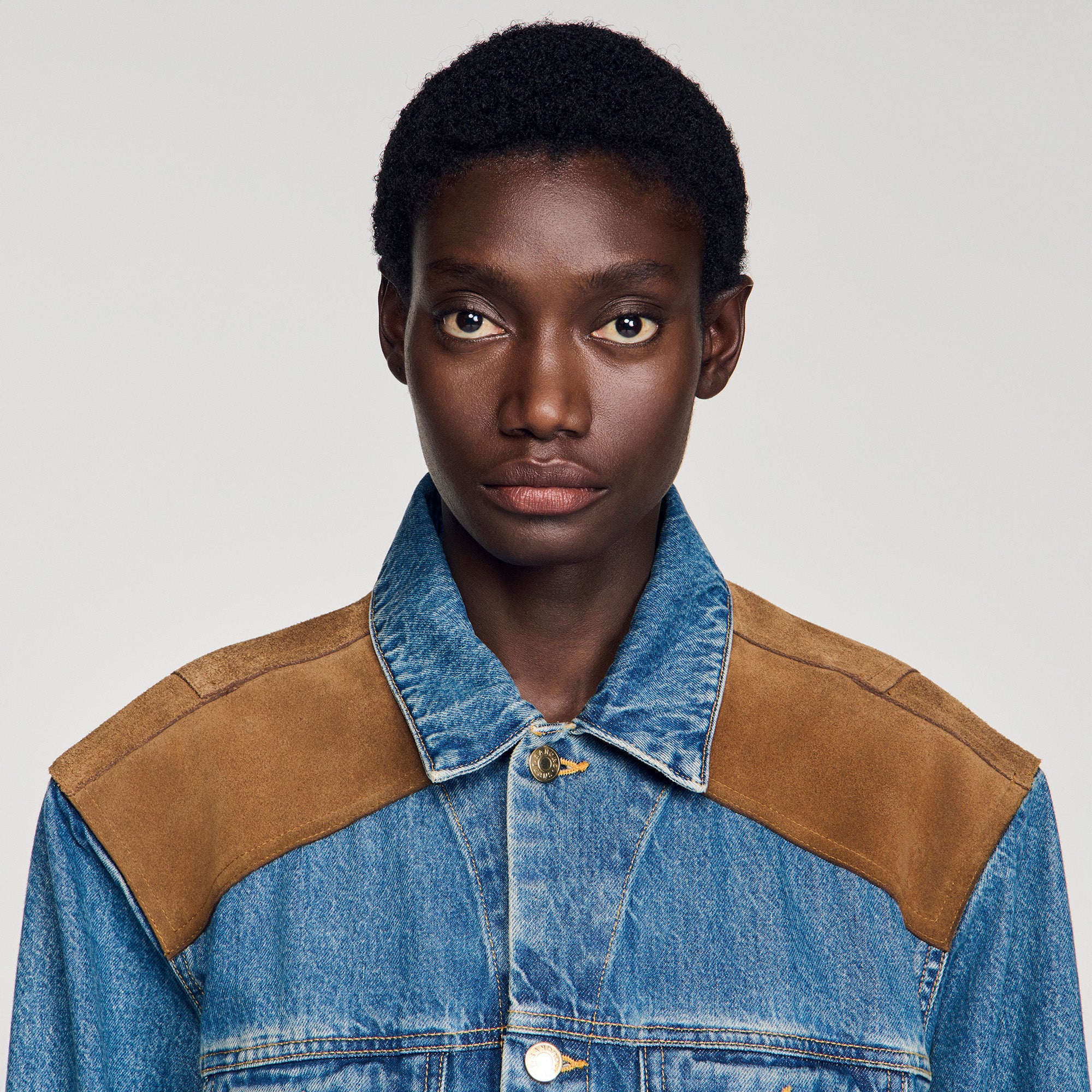 Colorado Denim And Suede Jacket Light Blue Jean