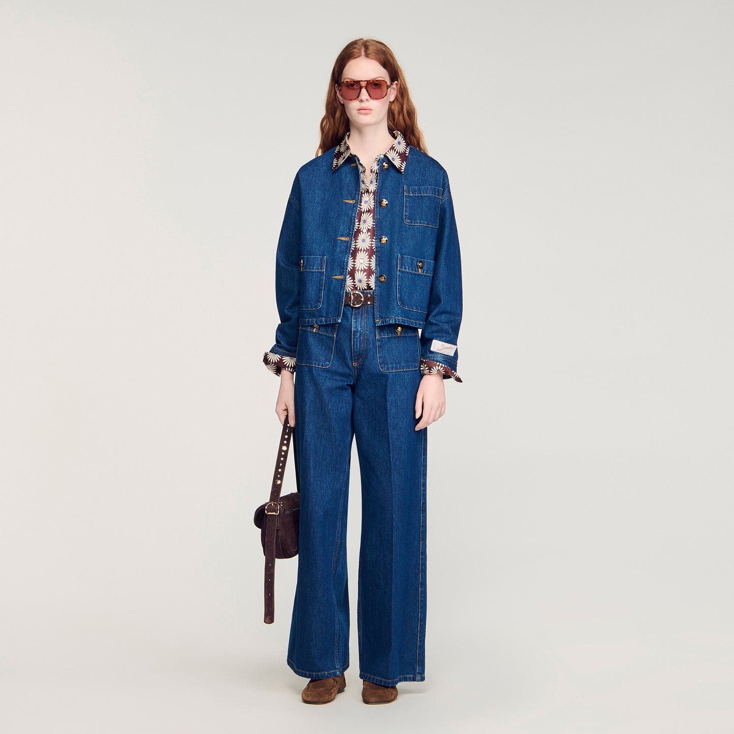 Dallas Statement Button Denim Jacket Deep Blu