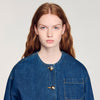 Dallas Statement Button Denim Jacket Deep Blu