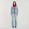 Freja Denim jacket with leather collar Blue Jean