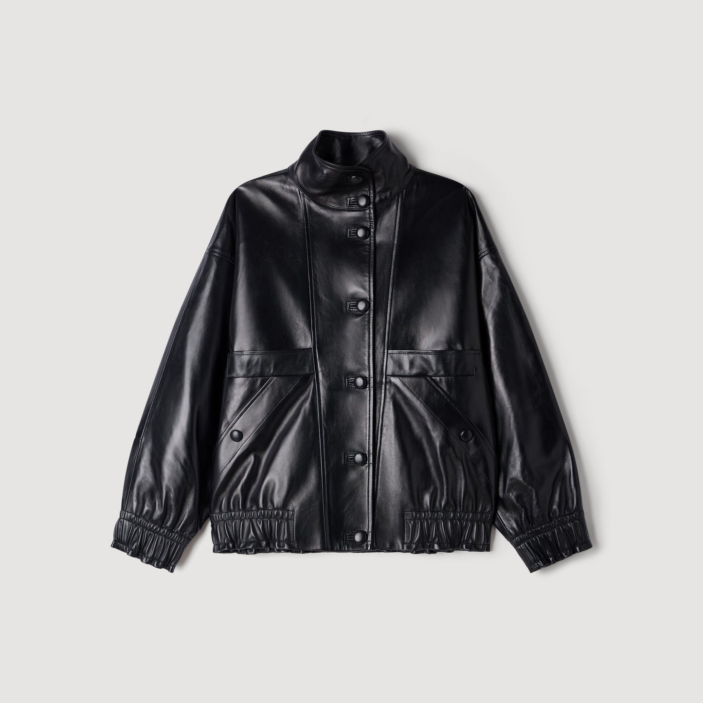 Kim Oversized leather jacket Black