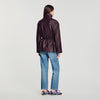 John Oversized leather collar jacket Bordeaux