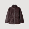 John Oversized leather collar jacket Bordeaux